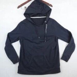 Lauren Ralph Lauren Hoodie Asymm Zip Women Large Black Sweatshirt Pullover